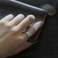 Letter 138 "Thimble" Hand-drawn 925 silver ring for women, retro simple literary ring, open for men