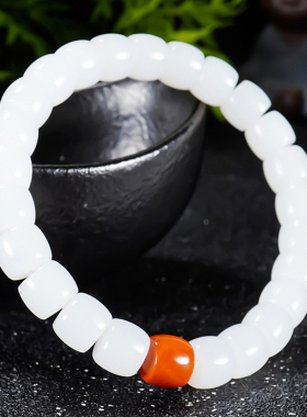 精工直切特细新疆黑山料和田玉羊脂白玉手链手串30.3克 尺寸8*9mm