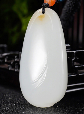 细料新疆和田玉羊脂玉精品吊坠原石时来运转平安无事牌24.27克