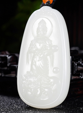 省大师冯立辉新疆和田玉羊脂白玉挂件玉坠观音文殊菩萨31.69克
