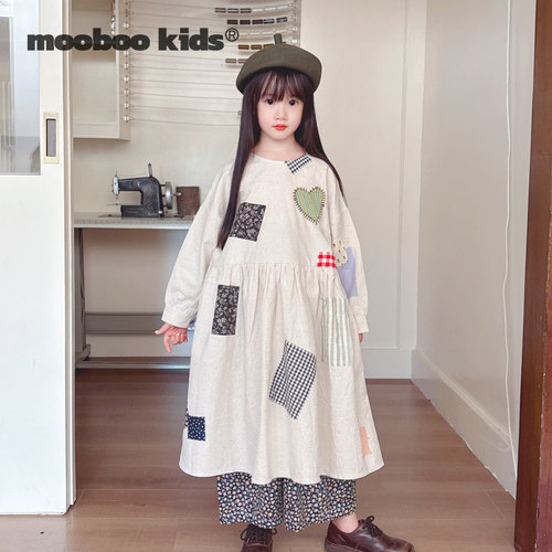 MoobooKids_本期重工面料拼接森系娃娃连衣裙+双面穿碎花格纹裤子