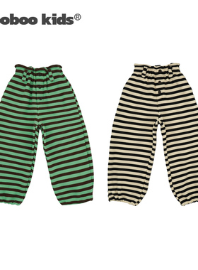 墨宝童装 MoobooKids_加绒裤保暖超厚两穿可束口的花苞腰头条纹裤
