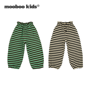墨宝童装 MoobooKids_加绒裤保暖超厚两穿可束口的花苞腰头条纹裤