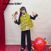 亮闪闪直筒加绒丝绒裤 墨宝童装 _新年金棠满园水貂毛棉服马甲