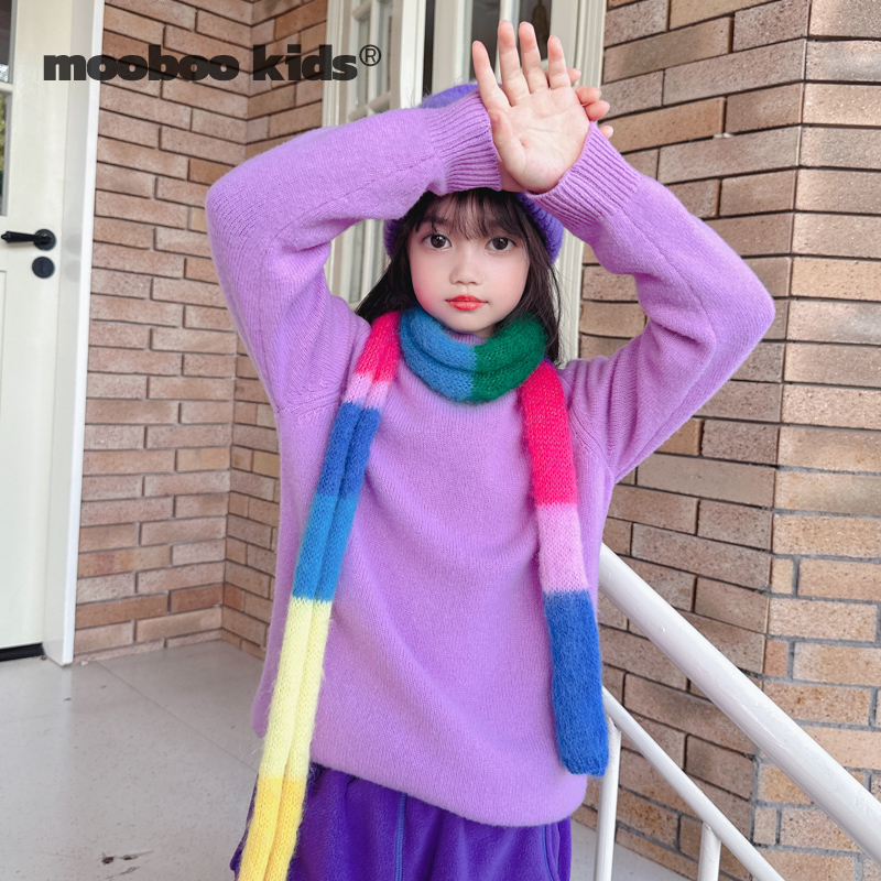 墨宝童装 MoobooKids_冬天的刚需产品，四色软糯的纯色羊毛打底衫