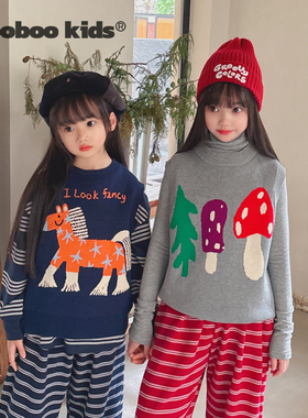 MoobooKids_原创独家趣味插画羊毛马甲25新款女童洋气秋装中小童