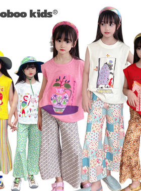 MoobooKids_本期主推A类抗菌软糯薄款立体剪裁宽松直喷印花喇叭裤