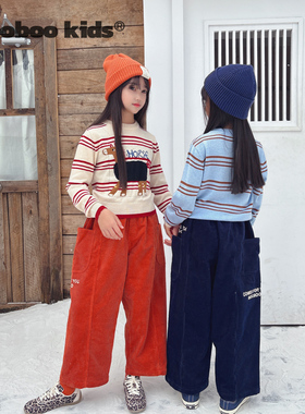 MoobooKids_高品质进口灯芯绒印字母版型超好的长裤