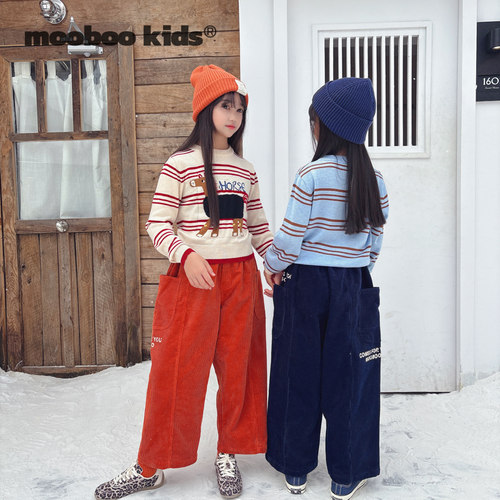 MoobooKids_高品质进口灯芯绒印字母版型超好的长裤