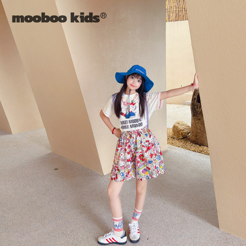 墨宝童装 MoobooKids_日系kitty猫短袖T恤+kitty印花沙滩短裤
