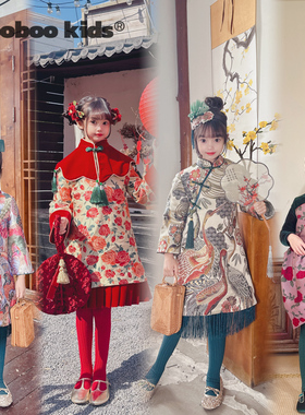 墨宝童装 MoobooKids_龙年拜年服各色好看的加绒旗袍裙系列(四色)