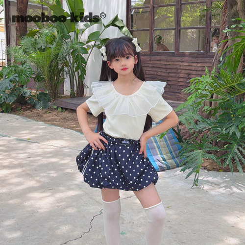 墨宝童装 MoobooKids_花苞裙蓝波点