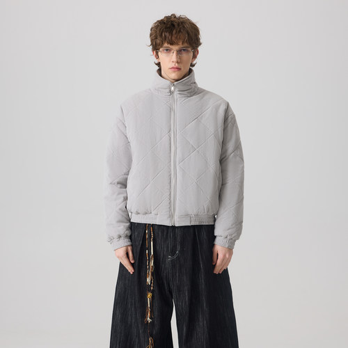 简约宽松立领轻量化菱格保暖棉服