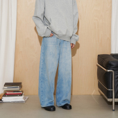 美式 休闲长裤 春季 复古水洗慵懒宽松直筒裤 拖地阔腿牛仔裤 APOECHO
