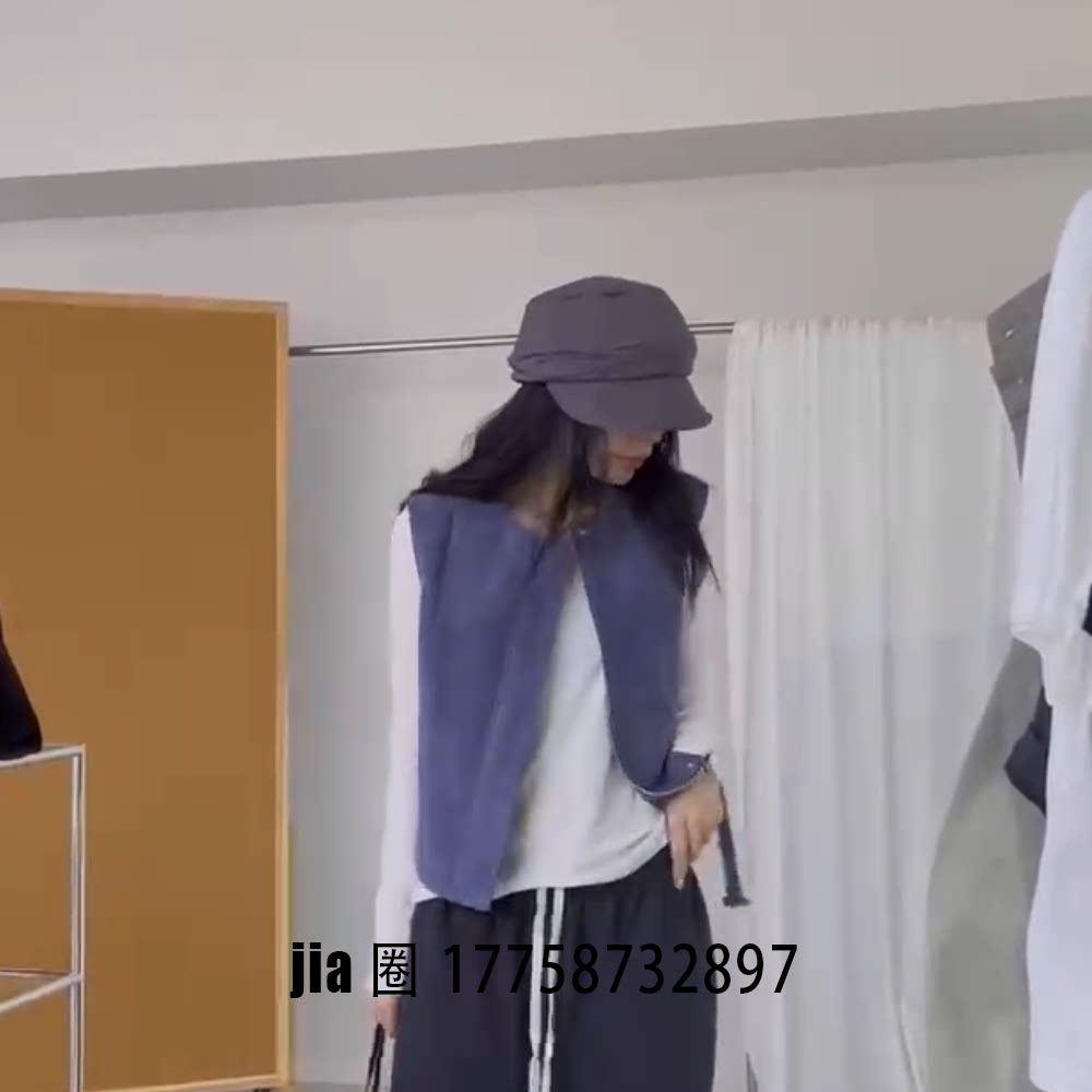 2026早秋新品藏青色短款鹿皮绒马甲女 价私