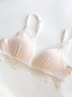 轻薄蕾丝法式文胸透气纯欲性感舒适无钢圈三角杯内衣少女小胸bra