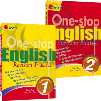 【自营】Casco One-Stop English Revision Practice Secondary 新加坡英语 中学英语阅读改错完型复习练习 初中1-2 两册 英文原版