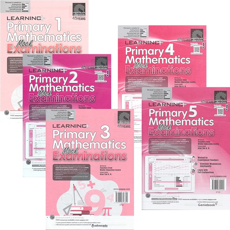 Learning Primary Mathematics Mock Examination 新加坡数学 学习系列数学模拟测试题 1-5 年级 英文原版进口图书