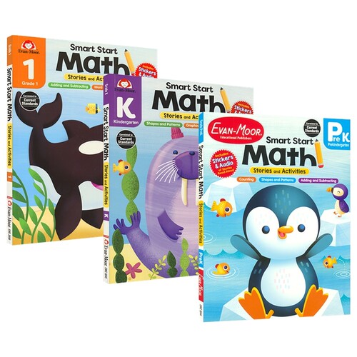 Evan Moor Smart Start Math Prek-G1 美国加州进口教辅聪慧启蒙系列数学主题故事活动练习册 幼儿园PreK-1年级 带音频 原装正版
