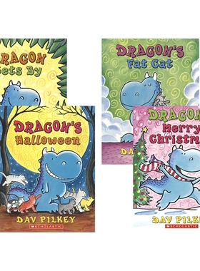 Dragon 恐龙传奇4册 Dav Pilkey 绘本 学乐桥梁书 儿童英语课外读物 Dragon Gets By Dragon's Merry Christmas 英文原版进口图书