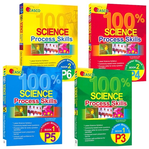 Casco 100% Science Process Skills P3-6  新加坡科学小学3-6年级教辅 思维技巧科学实验 结构化练习 4册套装  英文原版进口书