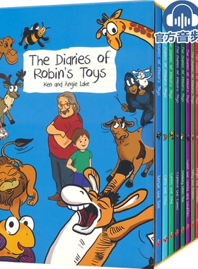 英文原版 The Diaries of Robin's Toys 罗宾的玩具日记10册盒装 赠音频 简单桥梁读物 初级章节小说 黑白插图