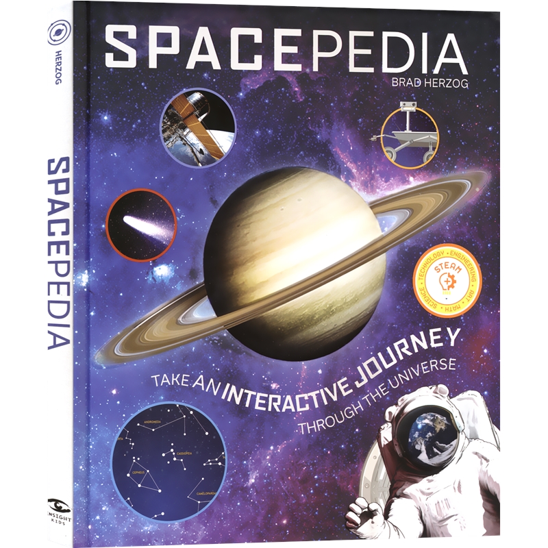 Spacepedia-Take An Interactive Journey 宇宙百科全书 翻页和小机关设计 儿童太空科普书 激发孩子探索欲 互动式阅读 英文原版