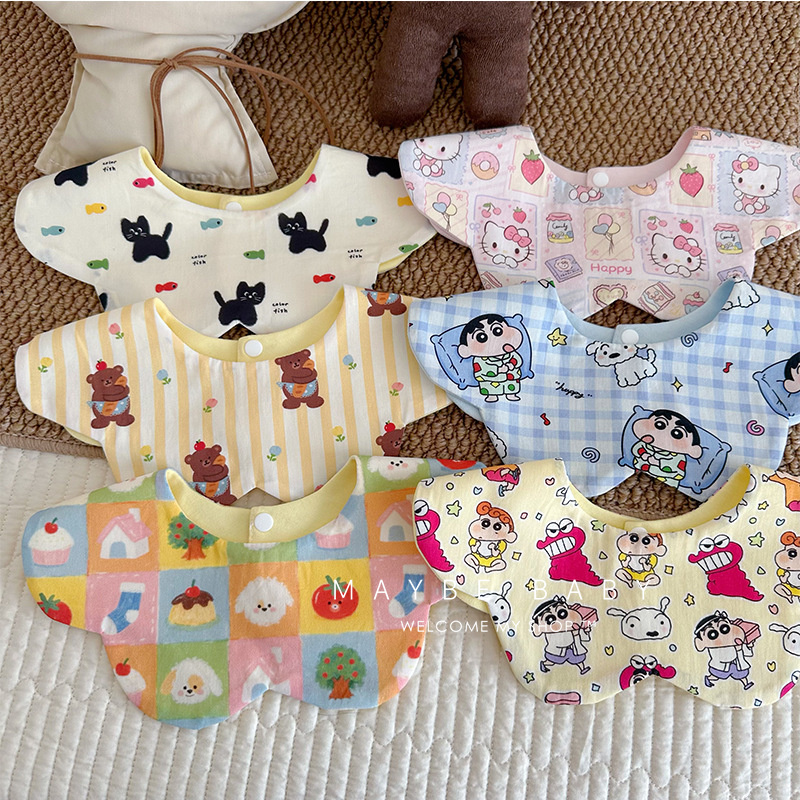 韩国ins婴儿纯棉新生儿围嘴口水巾男女宝宝防水围兜防吐奶秋冬款