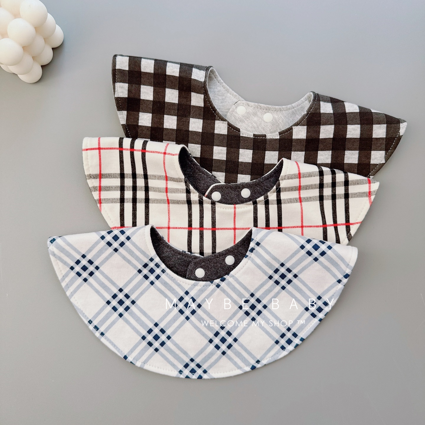 韩国ins婴儿口水巾a类棉360°圆形围嘴宝宝双面棉宝宝防水口水兜