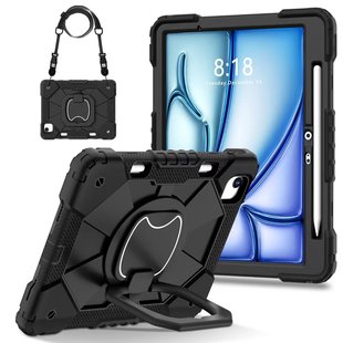 适用iPad Pro 11 2025 M5保护壳带笔槽平板电脑iPad Pro 11 2025 M5 11英寸防摔360旋转横竖支架挂肩绳