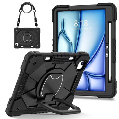 适用iPad Pro 11 2025 M5保护壳带笔槽平板电脑iPad Pro 11 2025 M5 11英寸防摔360旋转横竖支架挂肩绳