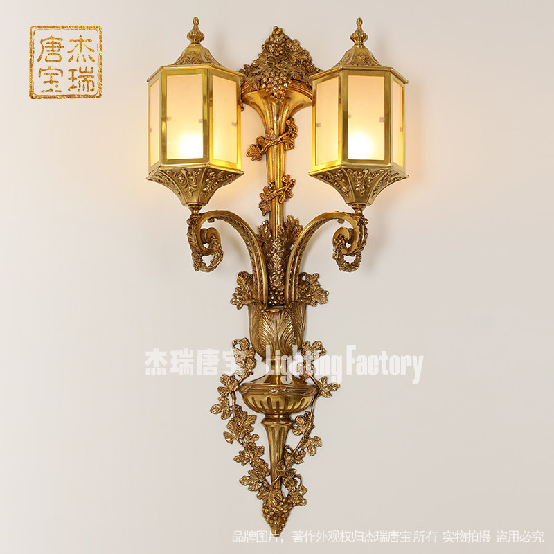法式全铜壁灯奢华复古欧式别墅门厅大壁灯玄关过道脱蜡铜艺术灯饰