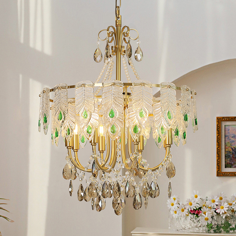 轻奢法式客厅玻璃灯具奶油风