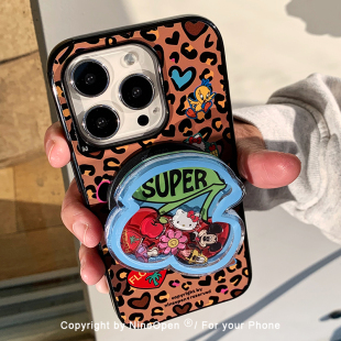15pro全包磁吸卡通边防摔保护套壳 16PM手机壳iPhone17Pro 九点半复古美式 辣妹豹纹樱桃适用于苹果17promax