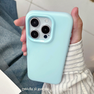 九点半蓝椰奶冻液态硅胶适用于苹果16promax手机壳iphone15promax 13全包薄简约防滑防摔保护套情侣 14ro