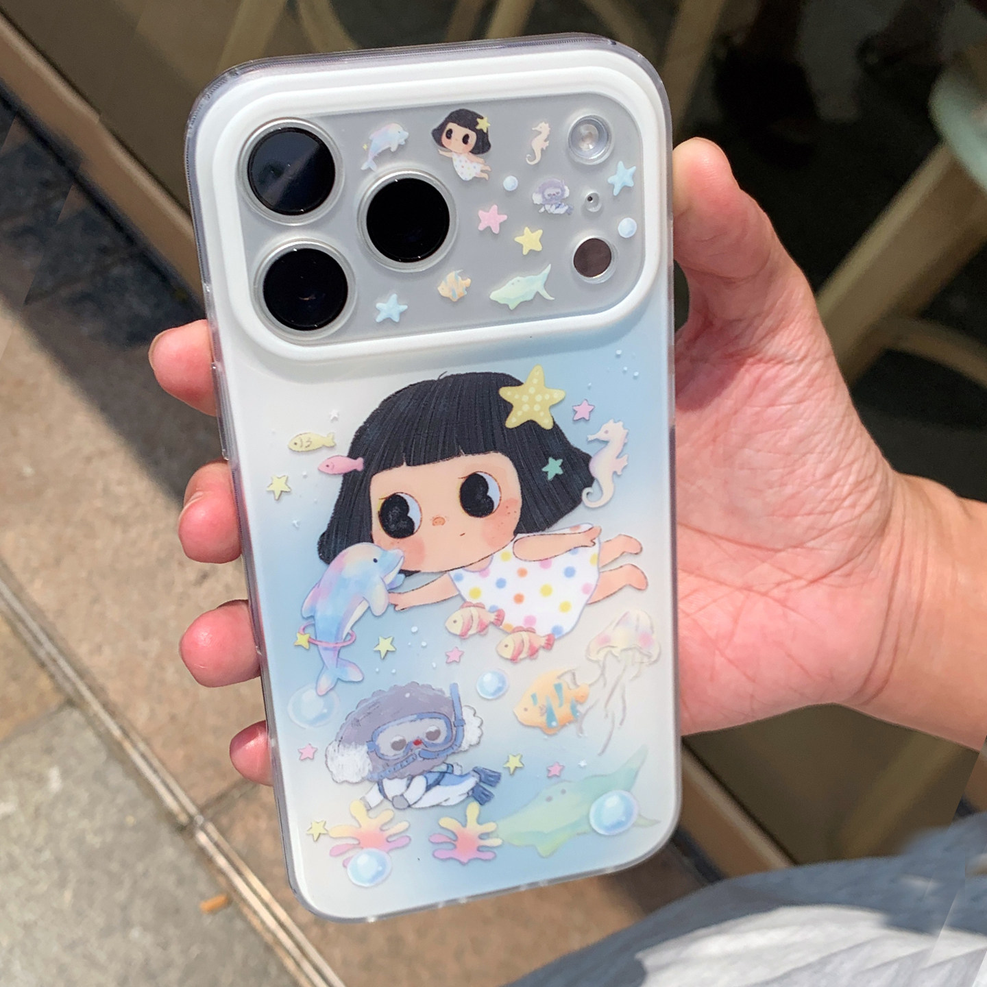 九点半原创磨砂精孔夏猪猪女孩卡通可爱适用苹果17promax手机壳iphone16PM/17pro双层卡通防摔全包透明保护套