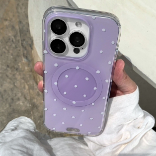 九点半ins风撞色奶油波点磁吸壳适用于苹果16promax 15PM手机壳iPhone14Pro清新简约支架渐变防摔保护套全包