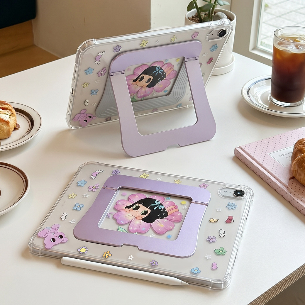 九点半原创泡泡猪猪女孩支点亚克力适用ipadair8/11寸/第10代保护壳ipadpro2026新款13寸/ipadmini7/6平板壳 - 实物图