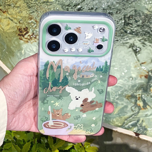 卡通双层磨砂适用苹果手机壳