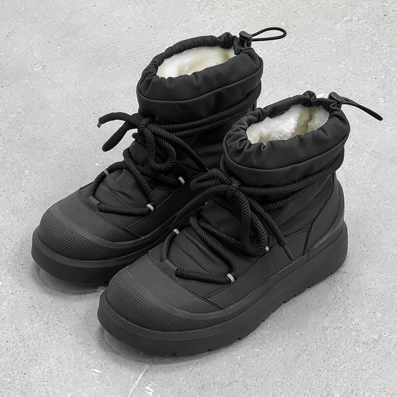 WINTER FLEECE THICKENED SNOW BOOTS FOR MEN AND WOMEN VERSATILE WARM COTTON SHOES THICK SOLES AND BLACK FUNCTIONAL WIND WATERPROOF MARTIN BOOTS