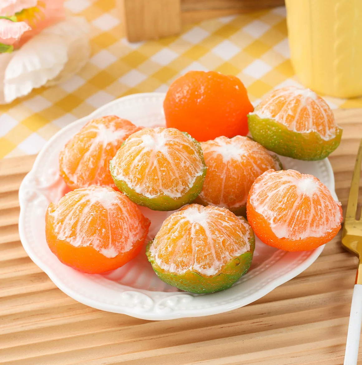 仿真水果手剥皮桔子橙子模型假食物玩道具立体奶油胶小摆件装饰品