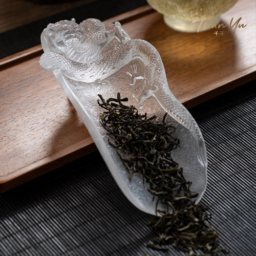 古法琉璃腾龙云海茶则浮雕磨砂霸气祥龙茶道配件茶匙中式禅意茶勺 - 封面