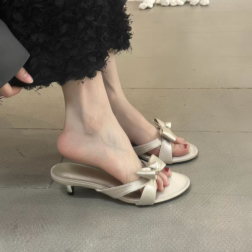 2026夏季蝴蝶结细跟女凉拖