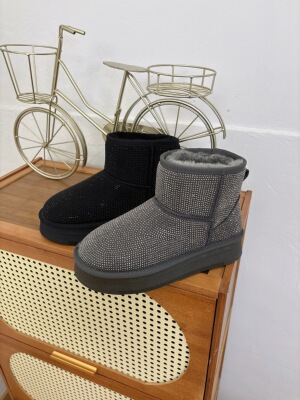 欧货真皮满天星水钻雪地靴女冬款厚底增高大棉靴子加绒加厚棉鞋