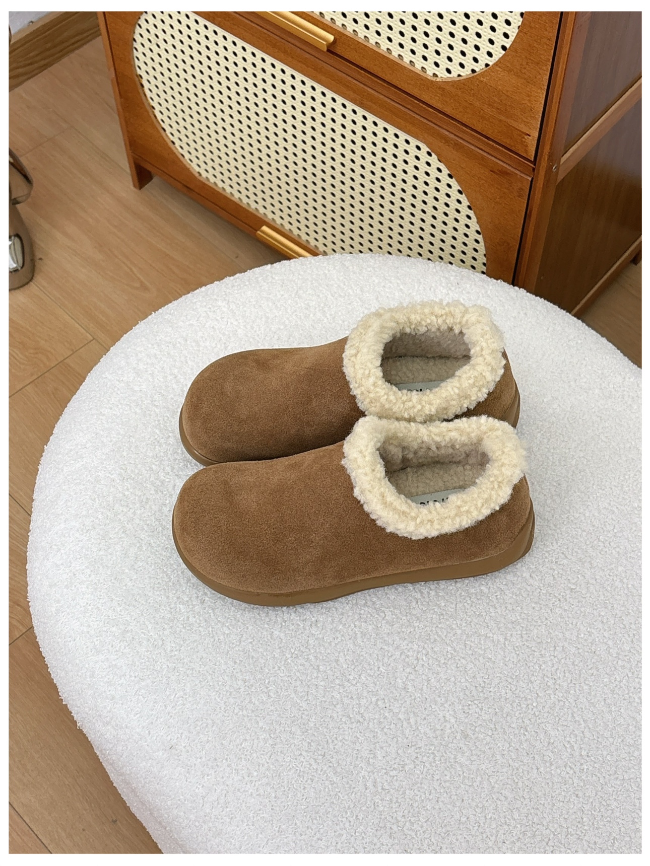 时尚真皮毛毛鞋小土豆勃肯鞋女2025冬款休闲松糕鞋棉靴加绒保暖潮