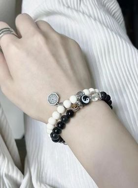 一人之下王也周边新中式八卦太极手链男款原创设计国风叠戴雨花石