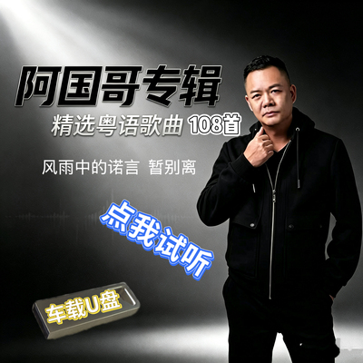 阿国哥专辑汽车载USB优盘粤语抖音经典流行翻唱歌曲风雨中的诺言