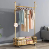 带轮可移动衣帽架落地立式 轻奢衣服收纳架子酒店 美容院挂衣架欧式