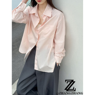 内搭设计感上衣韩版 女长袖 休闲外穿衬衣 春夏叠穿衬衫 超亮眼绿色