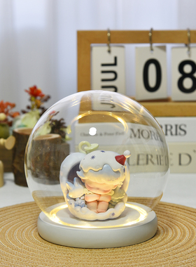 泡泡玛特PPMT你最珍贵系列卡通防尘罩展示收纳可发光玻璃罩